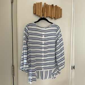 Morgan Carper Blue/White Striped Lightweight Top